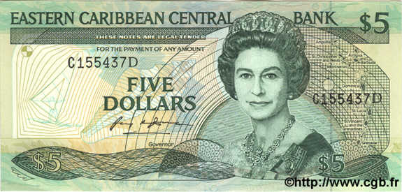 5 Dollars EAST CARIBBEAN STATES  1986 P.22d ST