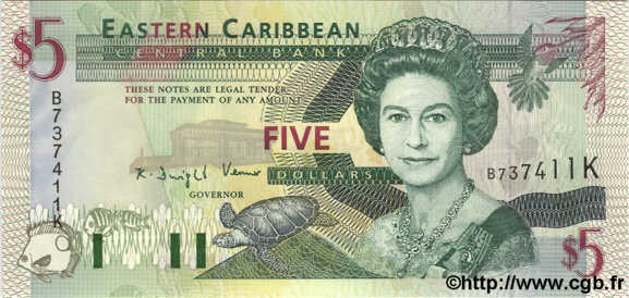 5 Dollars EAST CARIBBEAN STATES  1994 P.31k ST