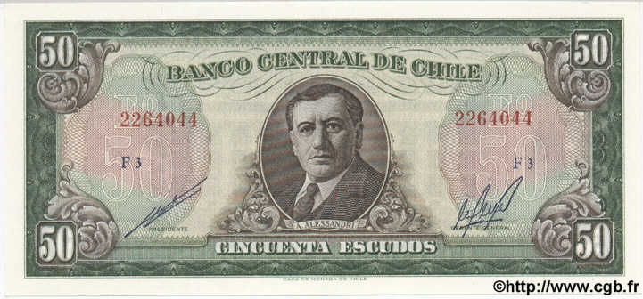 50 Escudos CHILE  1970 P.140 UNC