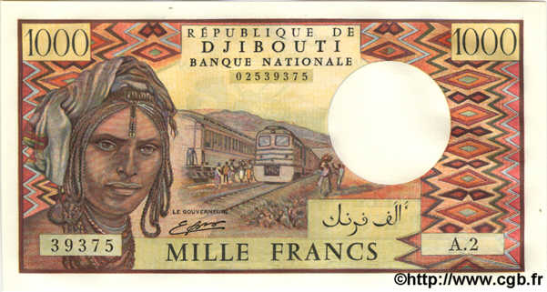 1000 Francs YIBUTI  1988 P.37b FDC