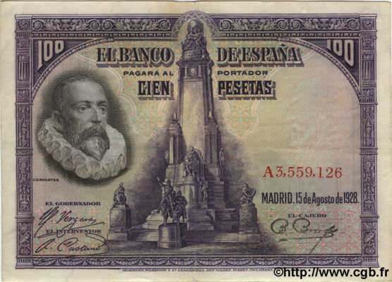 100 Pesetas ESPAÑA  1928 P.076b EBC