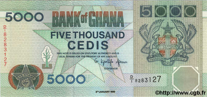 5000 Cedis GHANA  1995 P.31a ST