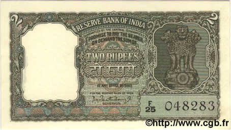 2 Rupees INDIA  1962 P.031 UNC