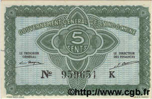 5 Cents FRANZÖSISCHE-INDOCHINA  1942 P.088a fST