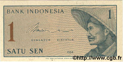 1 Sen INDONESIA  1964 P.090 UNC