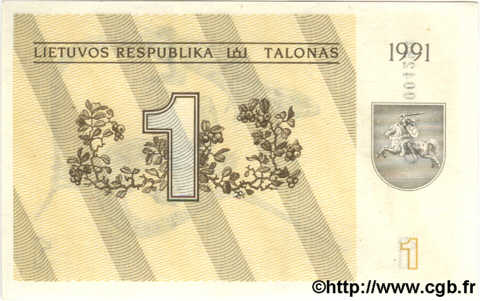 1 Talonas LITHUANIA  1991 P.32a UNC