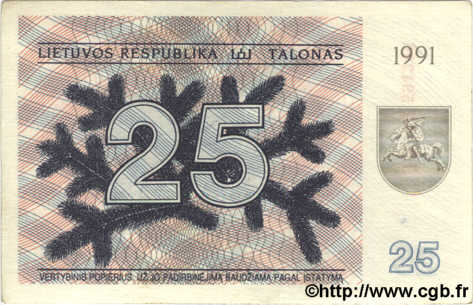 25 Talonu LITUANIA  1991 P.36b SC