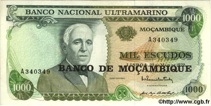 1000 Escudos MOZAMBIQUE  1972 P.119 UNC