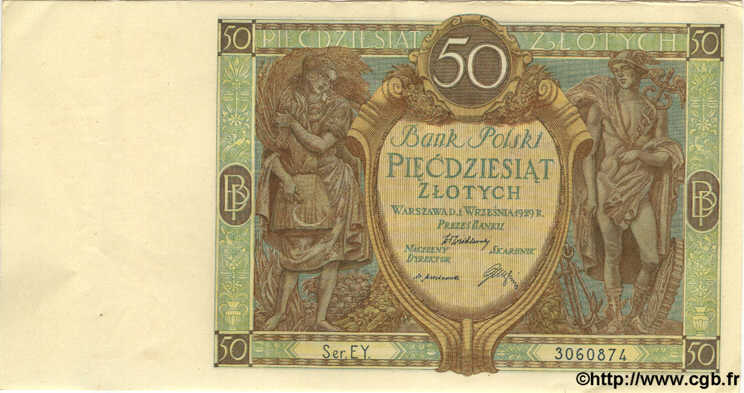50 Zlotych POLEN  1929 P.071 fST