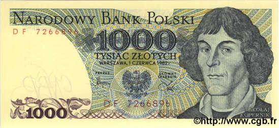 1000 Zlotych POLONIA  1982 P.146c FDC