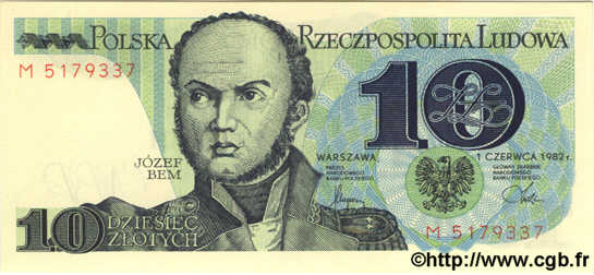 10 Zlotych POLAND  1982 P.148a UNC