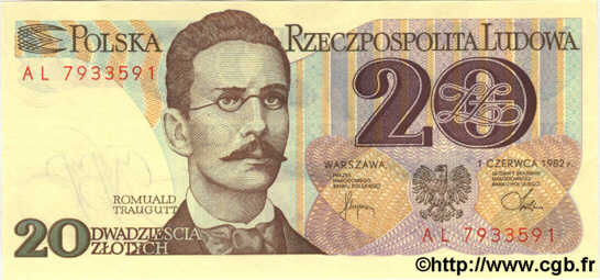 20 Zlotych POLAND  1982 P.149 UNC