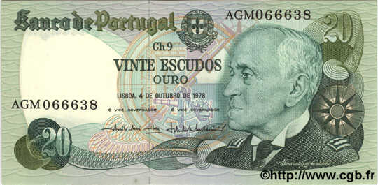 20 Escudos PORTUGAL  1978 P.176b UNC