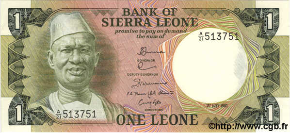 1 Leone SIERRA LEONE  1981 P.05d UNC-