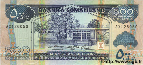 500 Schillings SOMALILAND  1996 P.06b ST
