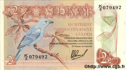 2,5 Gulden SURINAME  1978 P.118b FDC