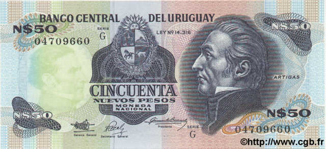 50 Nuevos Pesos URUGUAY  1989 P.061A
 UNC
