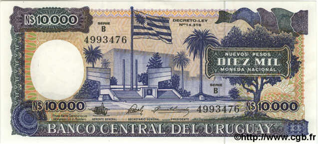10000 Nuevos Pesos URUGUAY  1987 P.067b NEUF