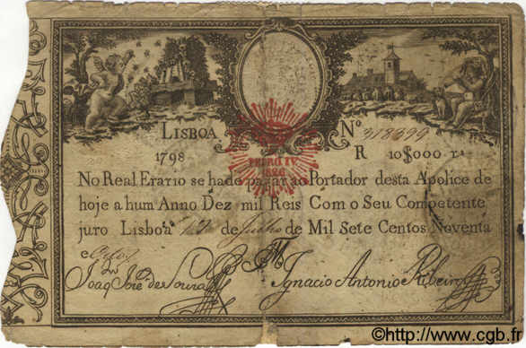 10000 Reis PORTUGAL  1798 P.028 RC+