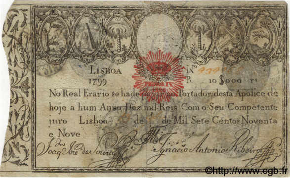 10000 Reis PORTUGAL  1799 P.031b S