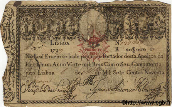 20000 Reis PORTOGALLO  1799 P.- MB