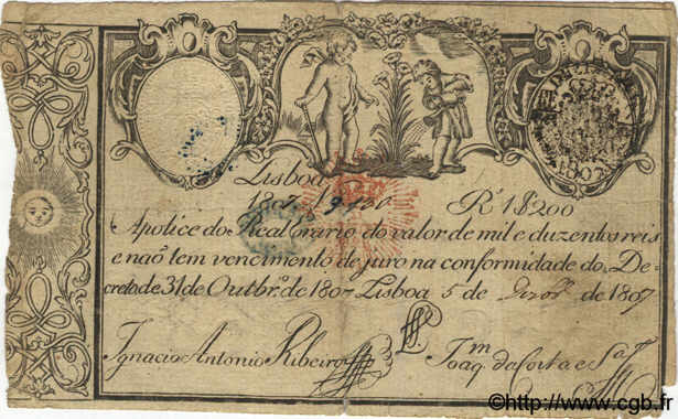 1200 Reis PORTUGAL  1807 P.033var F