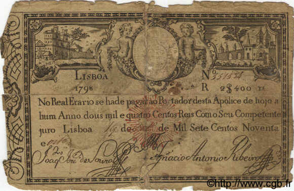2400 Reis PORTUGAL  1798 P.034 G