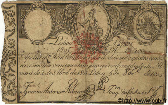 2400 Reis PORTUGAL  1805 P.035 fS