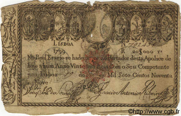 20000 Reis PORTUGAL  1799 P.046 fS