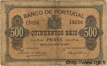 500 Reis PORTUGAL  1891 P.065 S