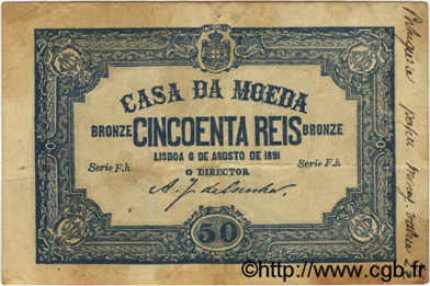 50 Reis PORTUGAL  1891 P.087 fSS