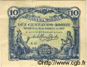 10 Centavos PORTUGAL  1917 P.095b EBC
