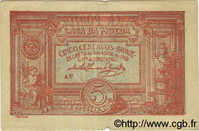 5 Centavos PORTOGALLO  1918 P.098 BB