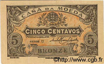 5 Centavos PORTUGAL  1918 P.099 XF