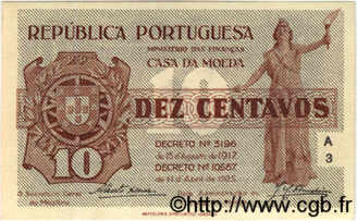 10 Centavos PORTOGALLO  1925 P.101 q.FDC