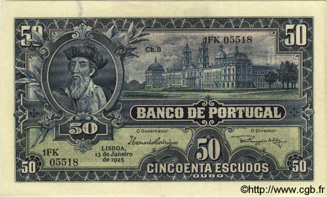 50 Escudos PORTUGAL  1925 P.136 MBC+ a EBC