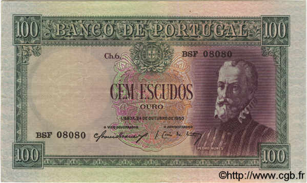 100 Escudos PORTUGAL  1950 P.159 EBC
