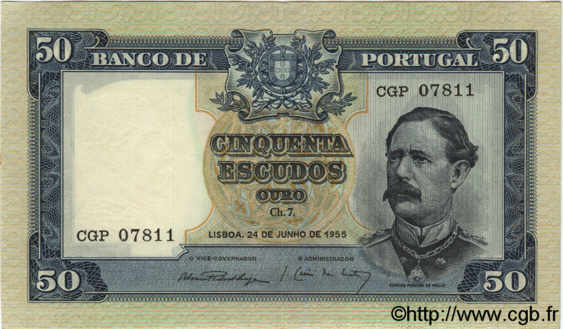 50 Escudos PORTUGAL  1955 P.160 EBC+