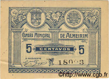 5 Centavos PORTOGALLO Almeirim 1920  AU
