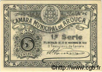 5 Centavos PORTOGALLO Arouga 1921  AU