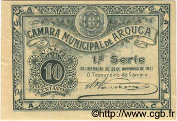 10 Centavos PORTOGALLO Arouga 1921  SPL