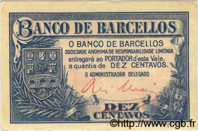10 Centavos PORTUGAL Barcellos 1922  EBC