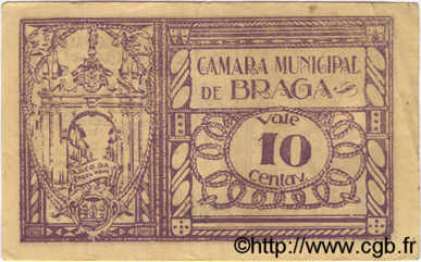 10 Centavos PORTUGAL Braga 1920  F