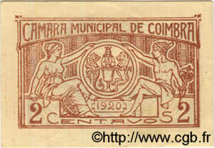 2 Centavos PORTUGAL Coimbra 1920  EBC