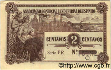 2 Centavos PORTOGALLO Espinho 1918  AU