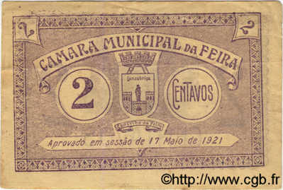 2 Centavos PORTUGAL Feira 1921  VF