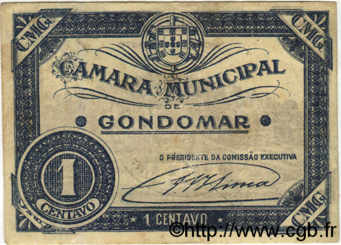 1 Centavo PORTUGAL Gondomar 1920  BC+
