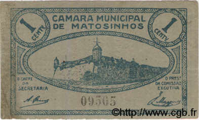 1 Centavo PORTUGAL Matosinhos 1918  VF