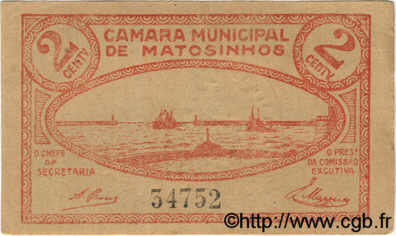 2 Centavos PORTUGAL Matosinhos 1918  VF+