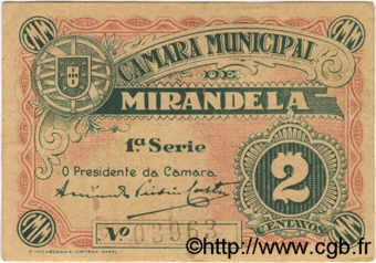 2 Centavos PORTUGAL Mirandela 1918  SC